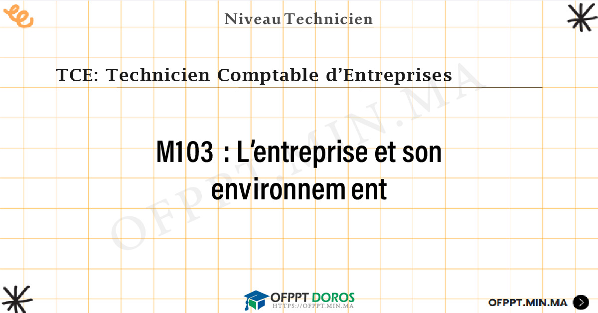 Sommaire détaillé du cours L’entreprise et son environnement M103 OFPPT - Structure du module
