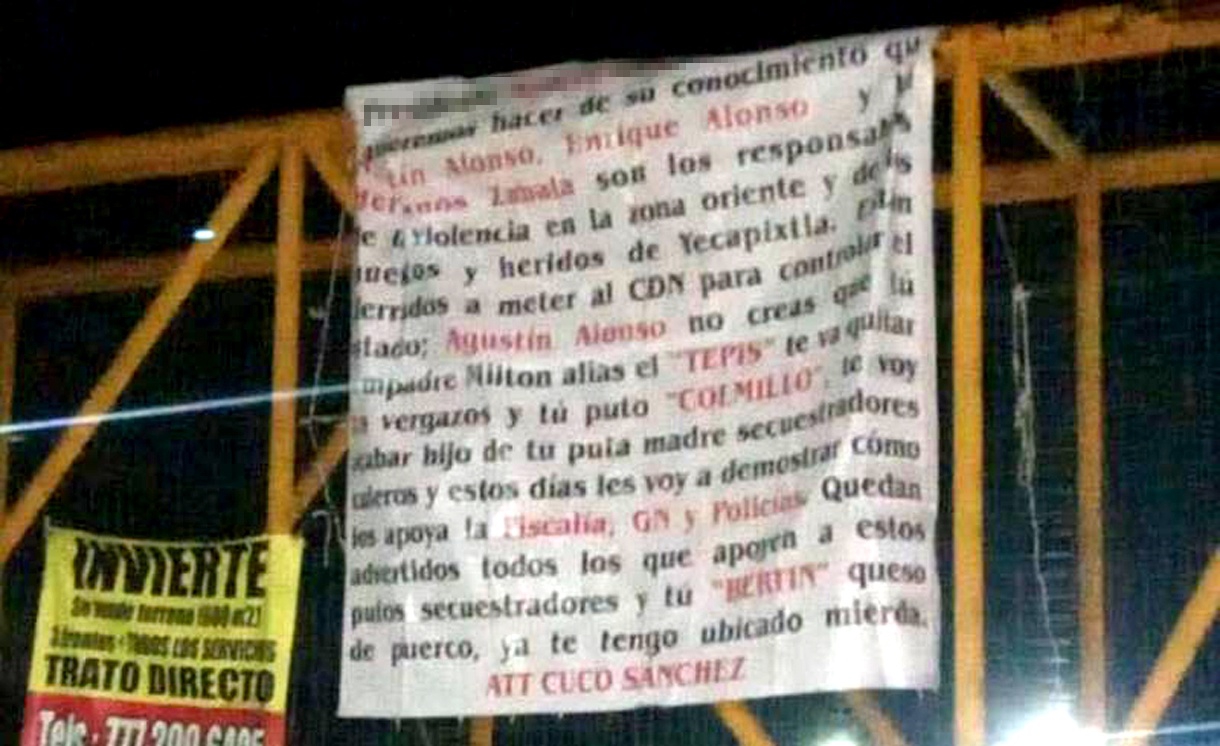Narcomantas amenazan funcionarios, los vinculan con hechos violentos