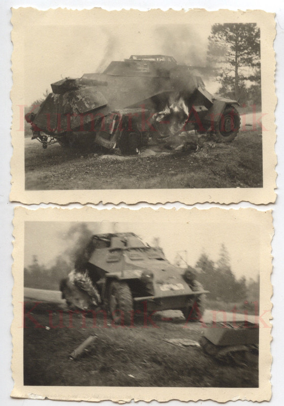 Foto Wehrmacht Frankreich Panzer Spähwagen 222 Front Volltreffer