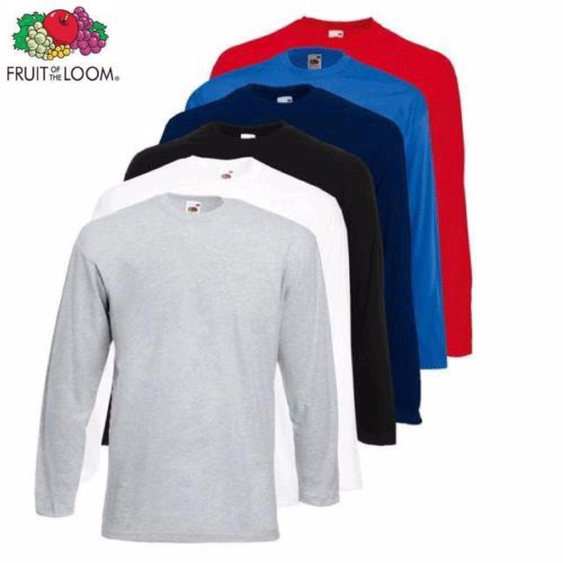 À manches longues fruit of the Loom Homme T-Shirt tshirts Plain Tee Shirt Top Vente Lot