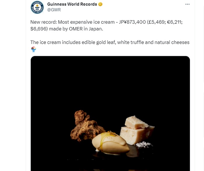 Guinness World Records telah mengakui es krim Byakuya produksi Cellato seharga Rp 100 juta sebagai yang termahal di dunia.
