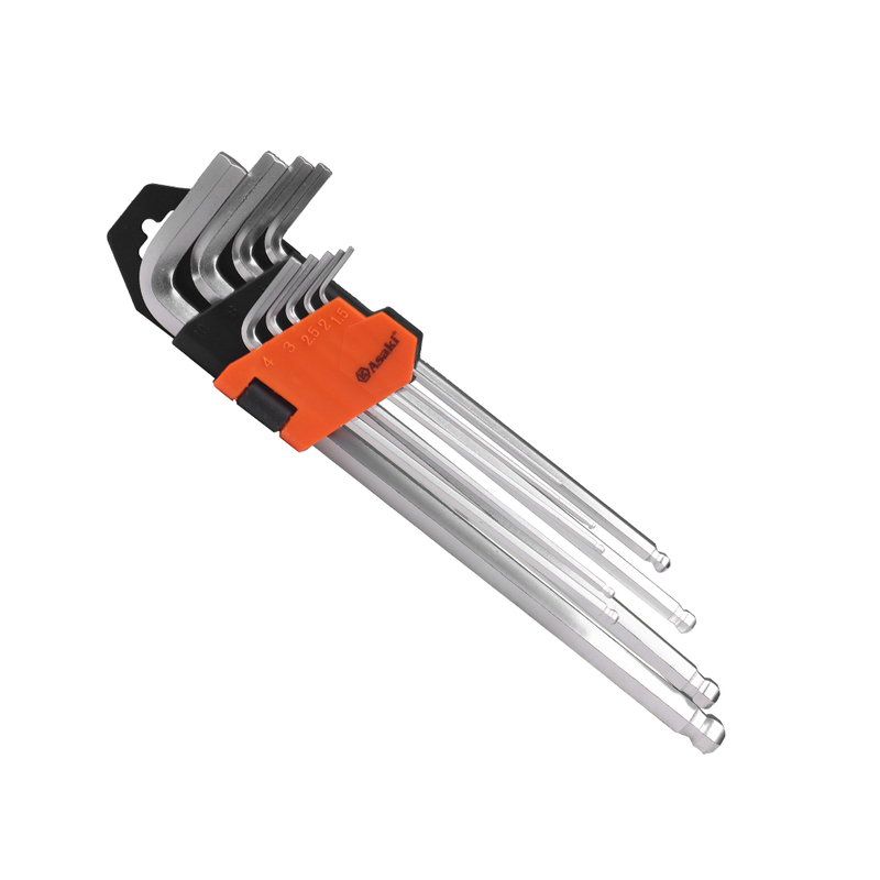 JGO DE LLAVES ALLEN DE BOLAS/ 9 PIEZAS DE 1.5 MM A 10 MM (L) ASAKI