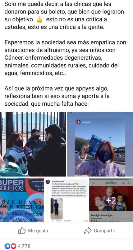 Se apoya más comprar boletos para Bad Bunny que a niños con cáncer