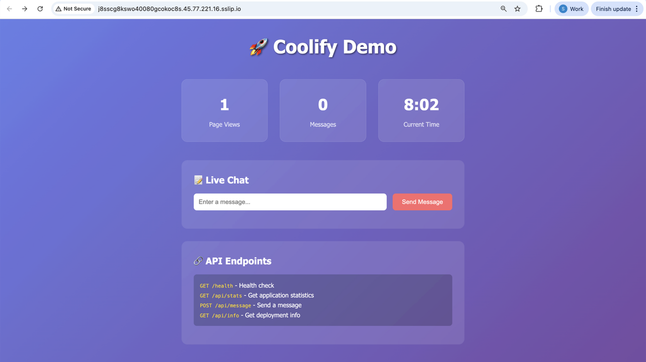 Accessing the Application on Coolify-Generated Domain
