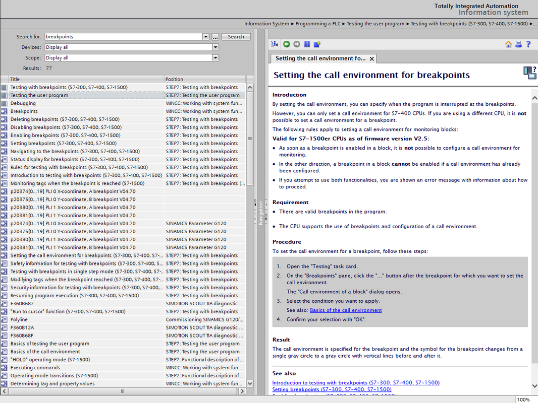 Breakpoints in Tia portal V15.1 Breakpoints in Tia portal V15.1