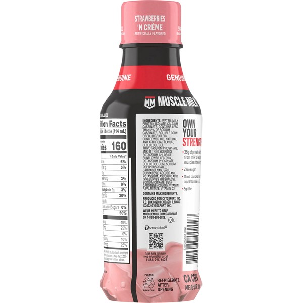 MUSCLE MILK Protein Shake Strawberries N Creme Zero Sugar 2