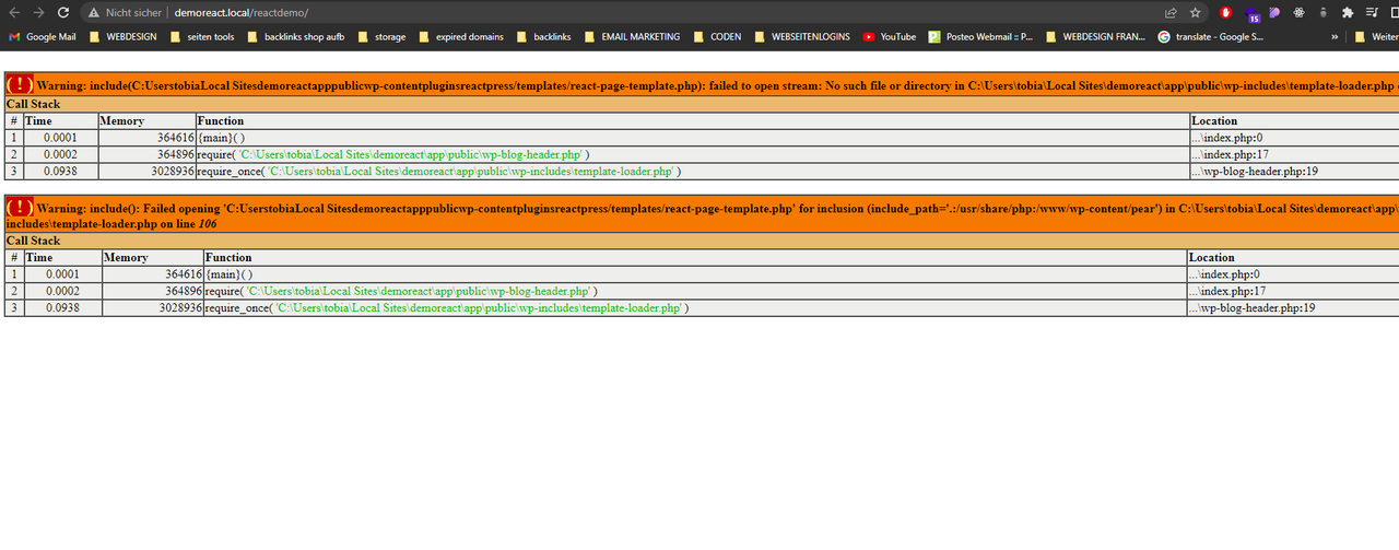 react app error