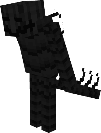 A black creature with long arms. A permanent smile is carved on its face