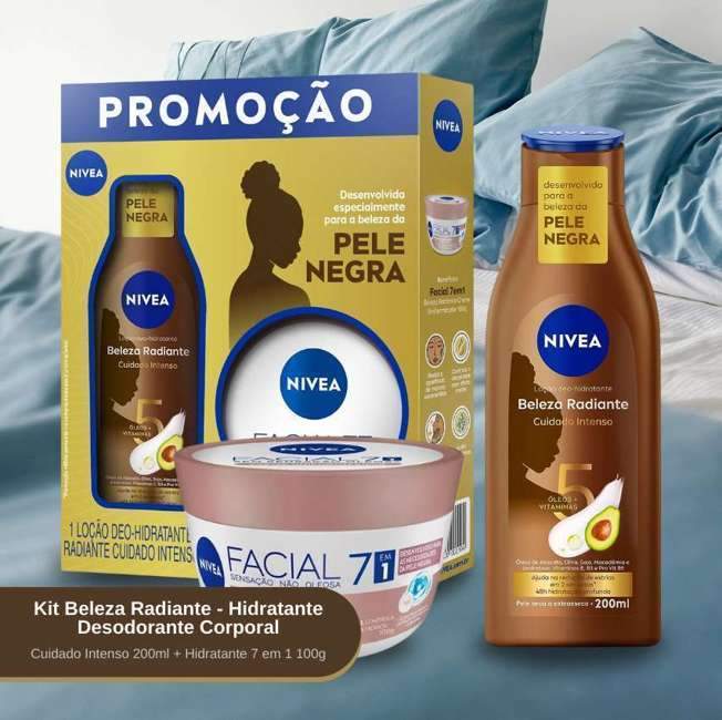 NIVEA Kit Beleza Radiante – Hidratante Desodorante Corporal Cuidado Intenso 200ml + Hidratante 7 em 1 100g