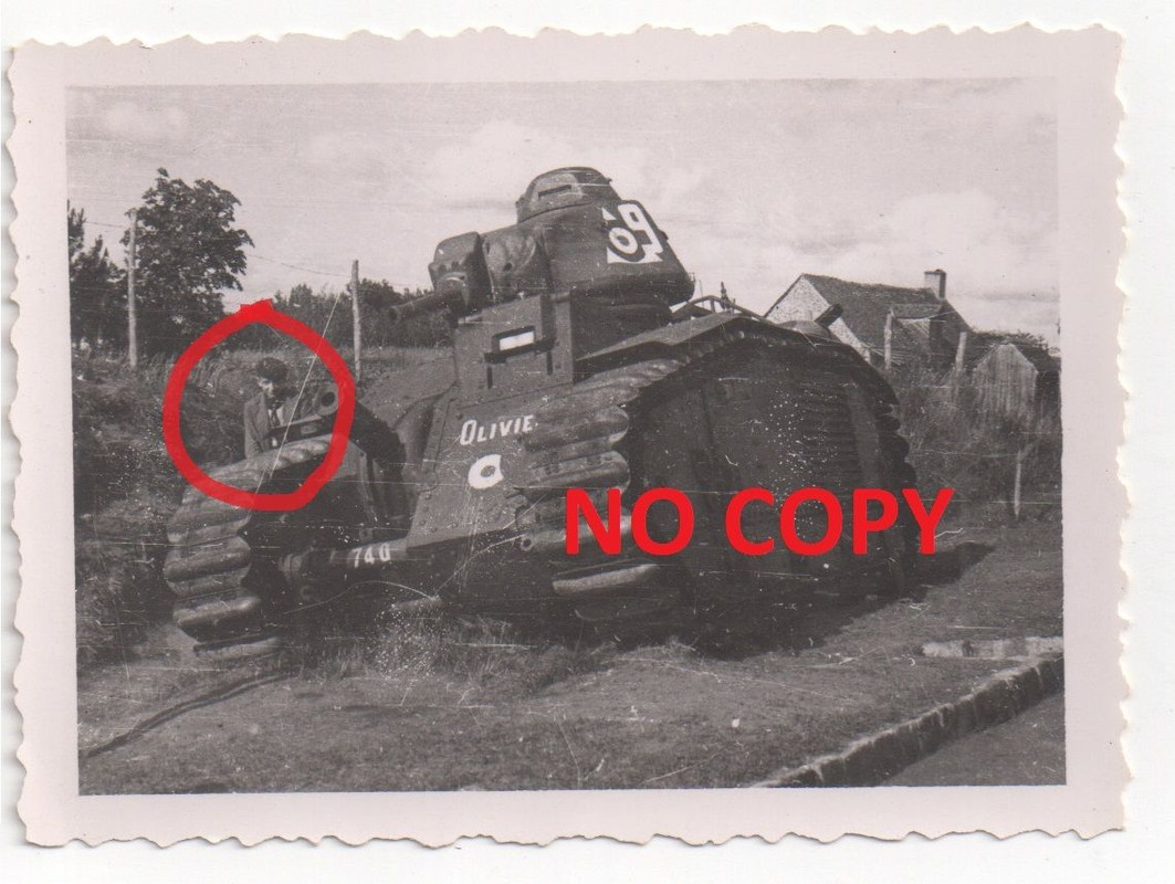Orig. wk2 Zerstörter franz. Panzer B1 OLIVIER im