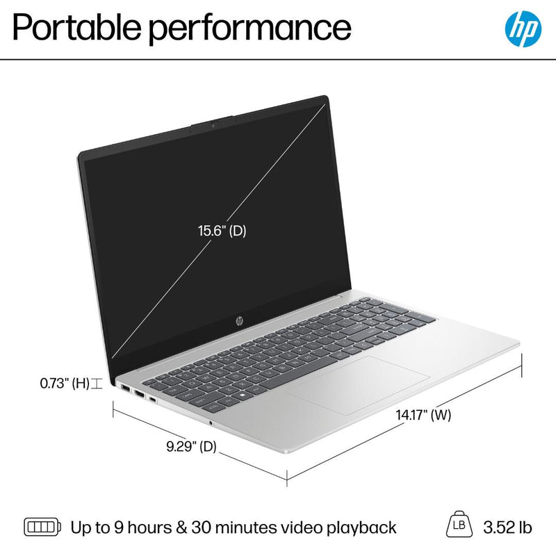 Laptop HP de 15.6 pulgadas en color plata, mostrando su pantalla táctil.