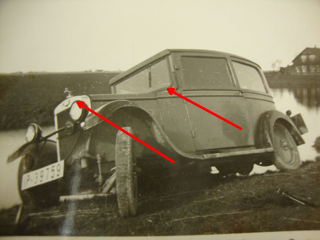 Pkw um 1938, Kühlerfigur PFERD, Hengst, Unfall, 