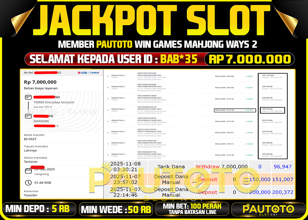BUKTI JACKPOT LUNAS PAUTOTO