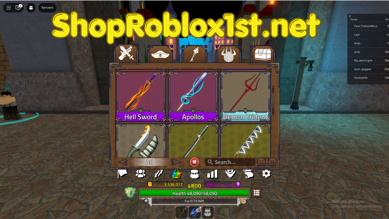 Account King Legacy + Apollos Sword 