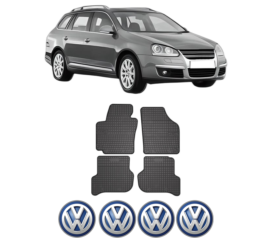 Set covorase presuri Volkswagen GOLF V PLUS din 2007-2018, auto, din cauciuc thermoplastic, 4 Stickere auto cu Volkswagen