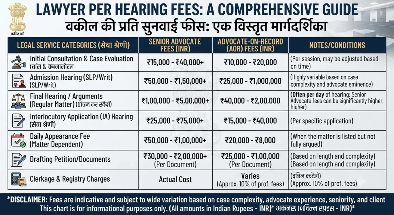 Per Hearing Fees of Lawyer: How Much Does a Lawyer Charge Per Hearing?