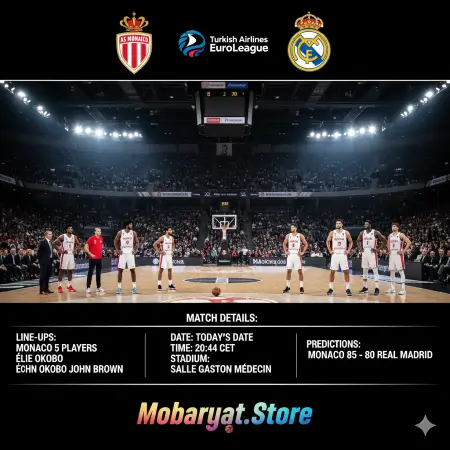 بث مباشر مباراة موناكو ضد ريال مدريد في دوري يوروليغ لكرة السلة