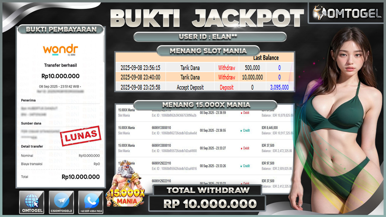 OMTOGEL JACKPOT SLOT MANIA 15,000X MANIA 10 JUTA DI BAYAR LUNAS ,-