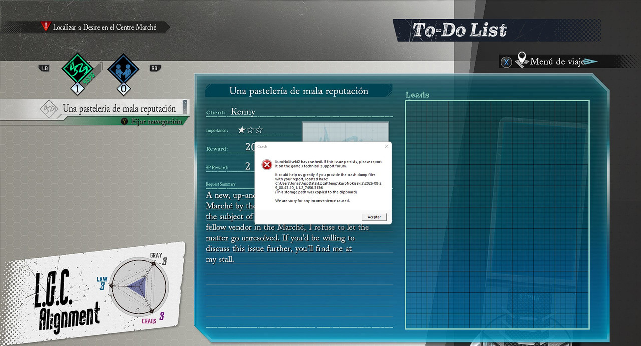 Captura de pantalla 2026 08 29 Crasheo de Daybreak 2 al mover el menu de lista de tareas