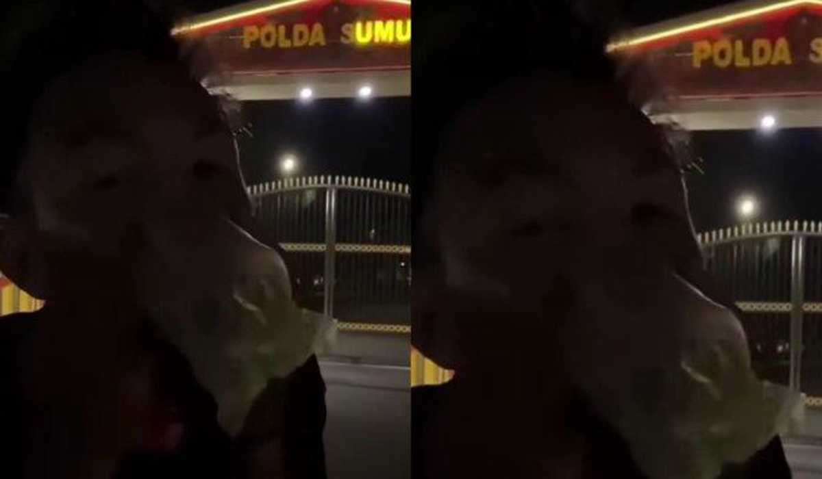 Viral! Pria Bikin Konten Ngelem di Depan Polda Sumut, Bikin Heboh Warganet