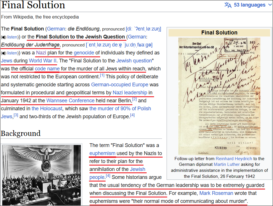 Holocaust - Wikipedia - The Final Solution of the Jewish Question - Endlössung der Judenfrage - Nazi
