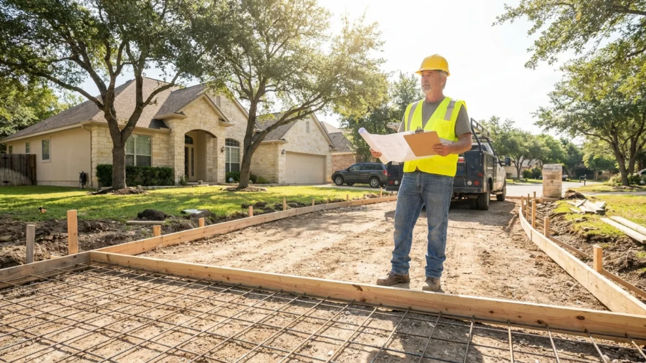 Stamped Concrete Driveway Contractor Site Visit San Antonio