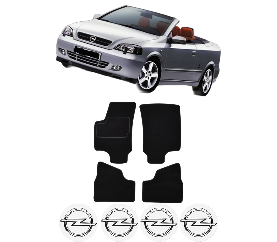 Set Covorase Presuri OPEL ASTRA G Convertible (T98) din 2001-2005, Auto, Material Textil Mocheta, 4 Stickere auto cu OPEL