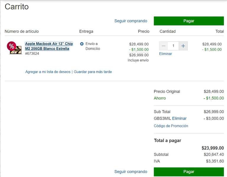 Costco Macbook Air M2 256GB Blanco Estrella