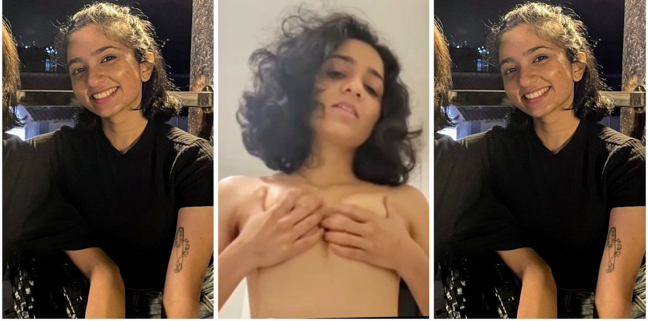 Cute desi girl rubbing her boob in bathroom