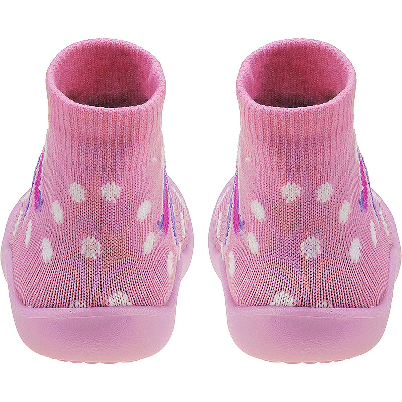 Meia com sola rosa infantil antiderrapante borboleta miniatura 7