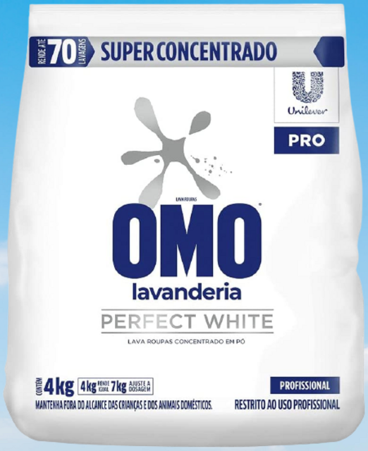 Lava-Roupas Super Concentrado em Pó Lavanderia Omo Perfect White Pro Pacote 4kg
