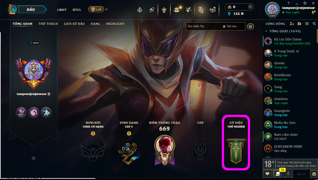 Acc LMHT # - Không Khung