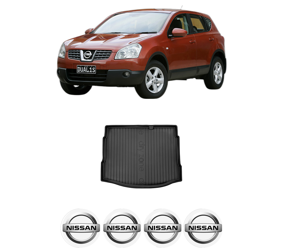 Tavita Portbagaj NISSAN QASHQAI I (J10, NJ10) din 2006-2014, Protectie Portbagaj Auto, 4x Stickere auto cu NISSAN