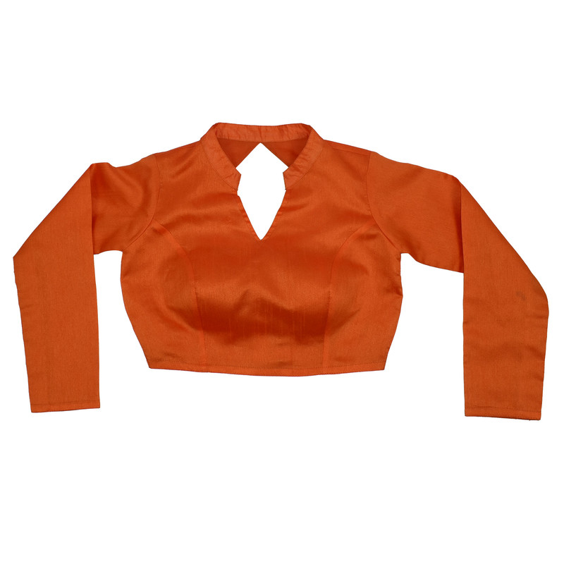 Women's Designer Sari Blouse Dupion Silk Collor Neck Long Sleeve Crop Top Choli - Picture 35 of 82