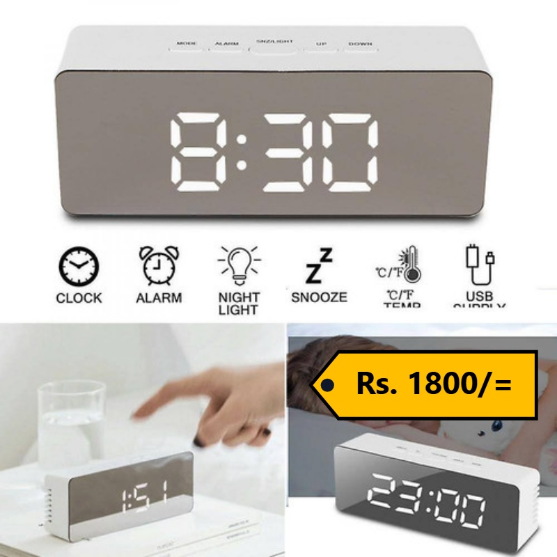 LED Mirror Clock - Front view