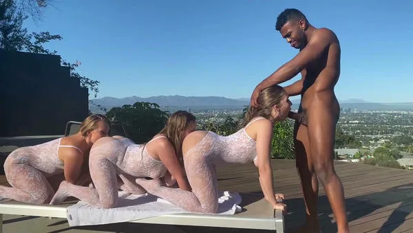 Aj Applegate X Lena Paul X Laney Grey BBC Outdoor SHower Foursome For The Sluts