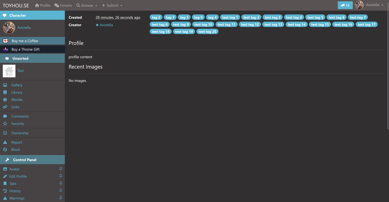 CSS snippet that adds chara tags/header subtly? on Toyhouse