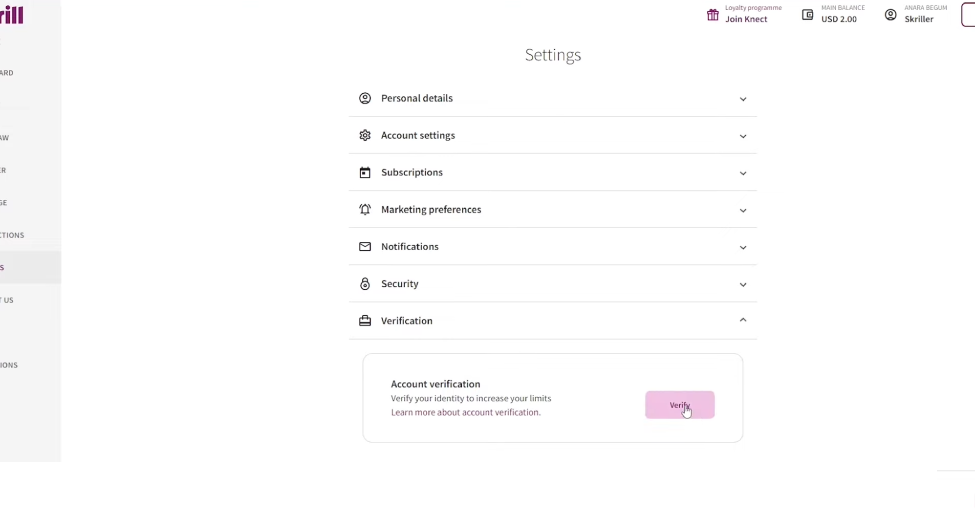 What documents must I provide to verify my Skrill account after SMS Verification