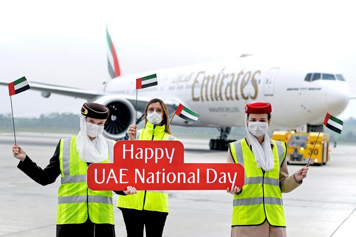 Staf Emirates merayakan Hari Nasional UEA di Wina, Austria