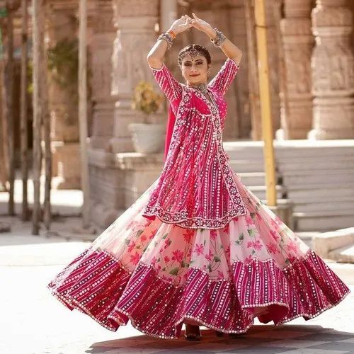 Pink Mirror Work Lehenga