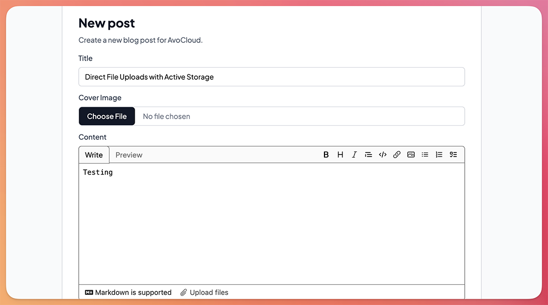 Direct uploads styled input field