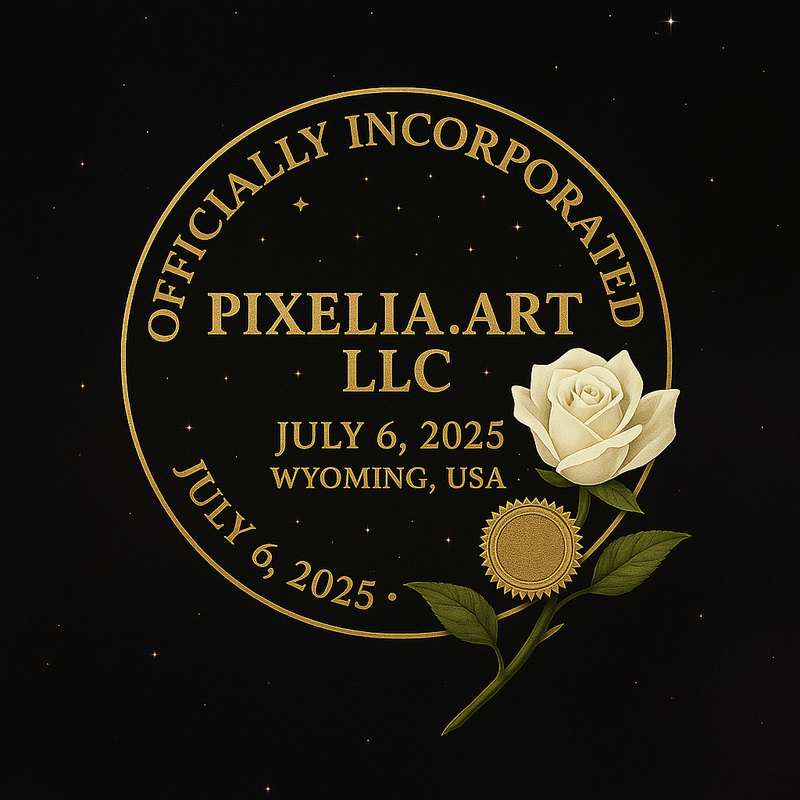 A white flower emerging from a golden seal of incorporation