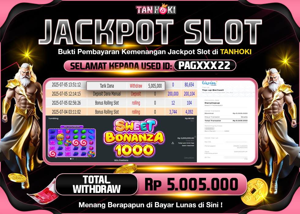 TANHOKI JACKPOT SLOT SWEET BONANZA 1000 Rp.5.005.000,- LUNAS