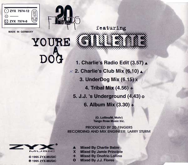 14/01/2023 - 20 Fingers Featuring Gillette ‎– You're A Dog (CDM)(ZYX Music ‎– ZYX 7974-8) 1995 R-228304-1255740522