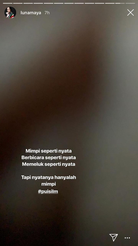 Unggahan Instagram Story Luna Maya, Jumat (22/2/2019)