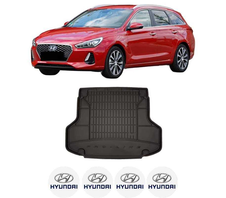 Tavita Portbagaj HYUNDAI i30 Estate (PDE) din 2017-2020, Protectie Portbagaj Auto, 4x Stickere auto cu HYUNDAI