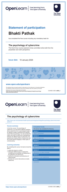 BHAKTI PATHAK THE OPEN UNIVERSITY COURSE CERTIFICATION