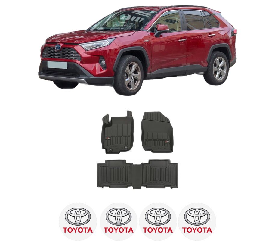 Set covorase presuri TOYOTA RAV 4 IV (_A4_) din 2012-2019, auto, din cauciuc thermoplastic, 4 Stickere auto cu TOYOTA