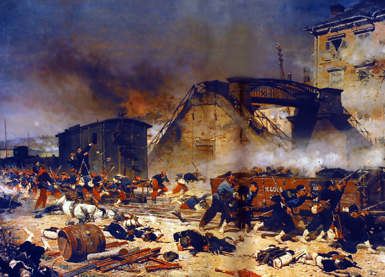 Franco prusiana Spicheren ataque a la estacion de Stiring Adolphe Marie de Neuville