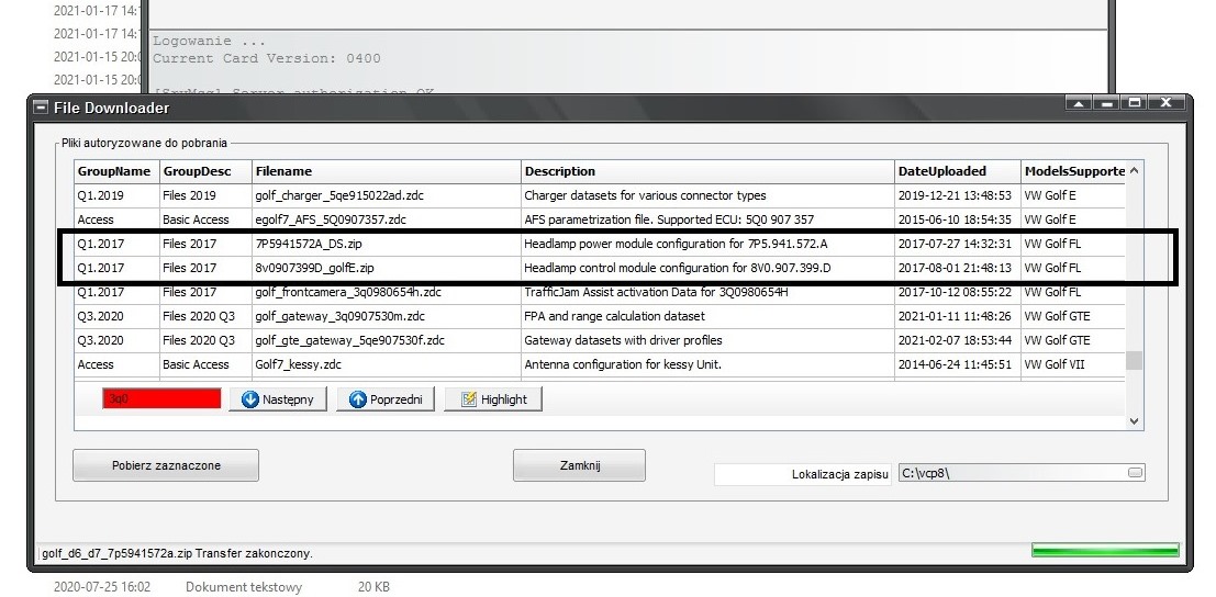parametry vcp